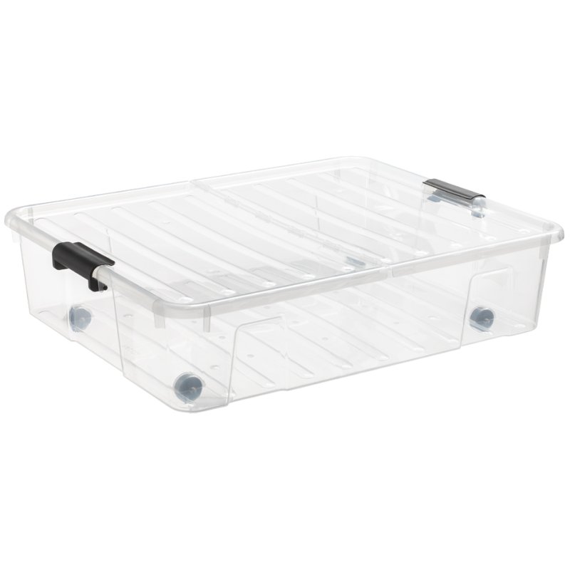 plast team opbergbox HOME BOX BEDROLLER XL, transparant, 49 liter, 704×560×182 mm